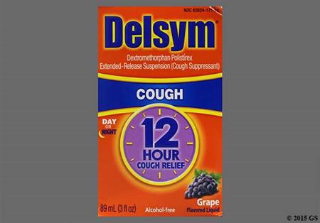 Delsym 12-Hour Cough 30mg/5mL Extended-Release Suspension (Grape) package photo