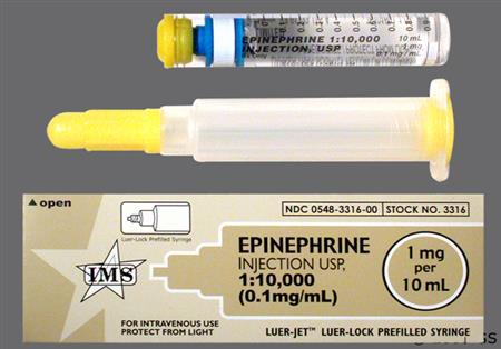 Epinephrine Hydrochloride 1:10,000 0.1mg/mL Solution for Injection package photo