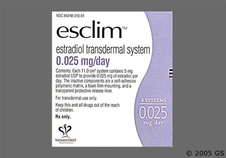 Esclim 0.025mg/24hr Transdermal Patch package photo