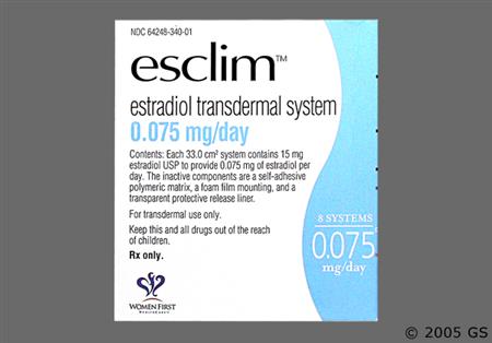 Esclim 0.075mg/24hr Transdermal Patch package photo