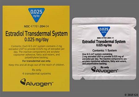 Estradiol 0.025mg/24hr Transdermal Patch System package photo