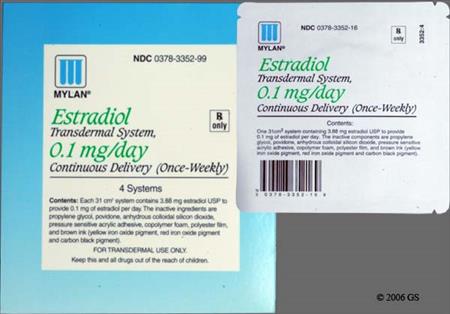 Estradiol 0.1mg/24hr Transdermal Patch System package photo