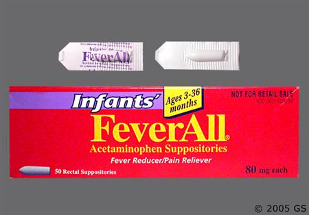 FeverAll Infants' 80mg Rectal Suppository package photo