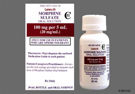 Morphine Sulfate 100mg/5mL Solution package photo