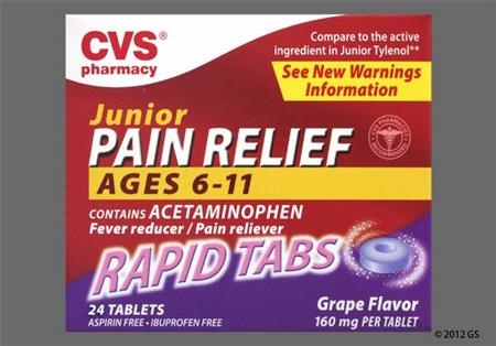 CVS Junior Pain Relief 160mg Rapid Tab (Grape)