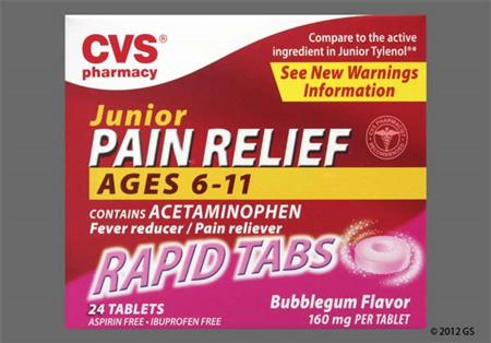 CVS Junior Pain Relief 160mg Rapid Tab (Bubblegum)