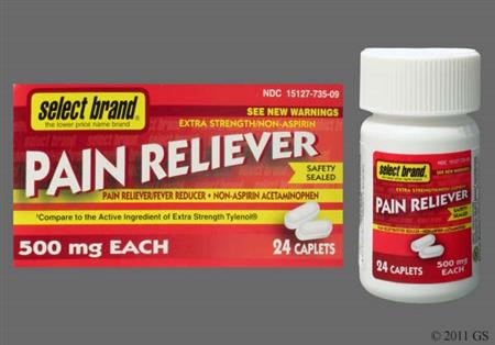 Select Brand Pain Reliever 500mg Caplet package photo