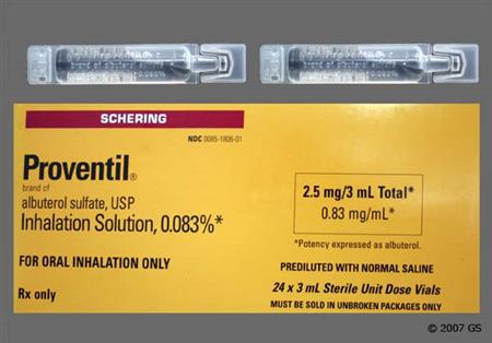 Proventil 0.083% 2.5mg/3ml Solution for Inhalation package photo