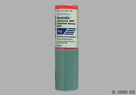 Ventolin 90mcg/actuation Inhalation Aerosol package photo