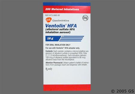 Ventolin HFA 90mcg/actuation Inhalation Aerosol package photo