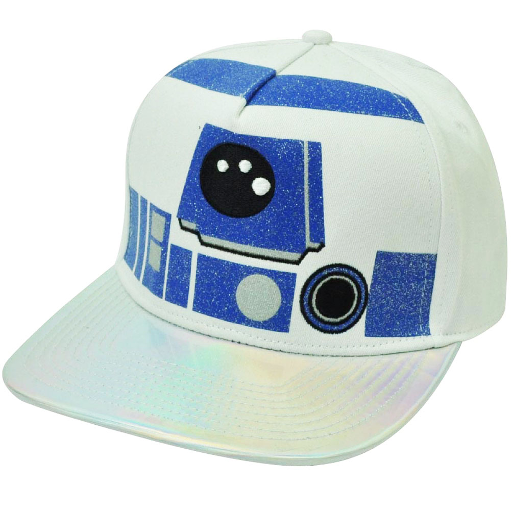 Disney Star Wars R2D2 Droid Glitter Reflective Flat Bill Snapback Hat