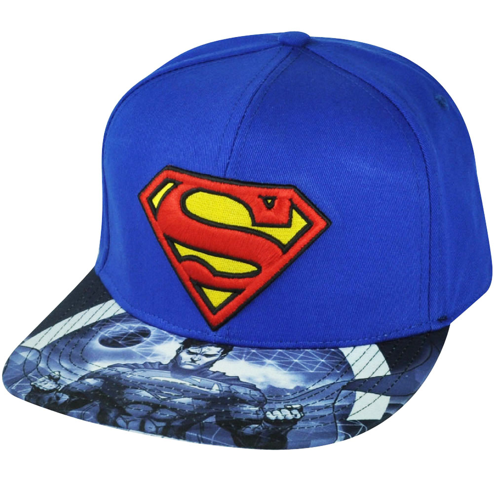 Warner Bros DC Comics Cartoon Superman Sublimated Blue Snapback Hat Cap