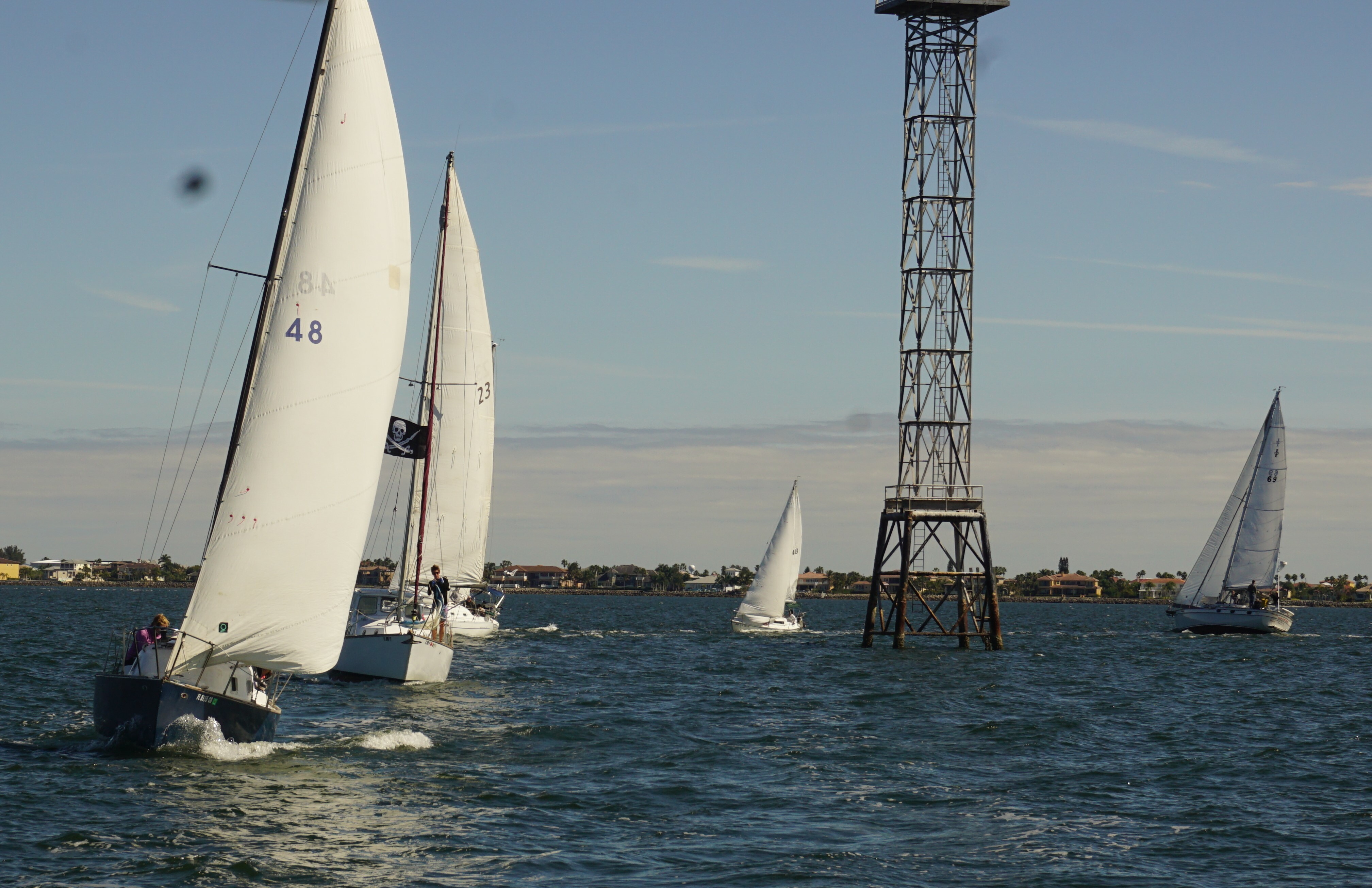 Cruising and Motherlode boats round the first mark on the pursuit-race course during the 55th Gaspar