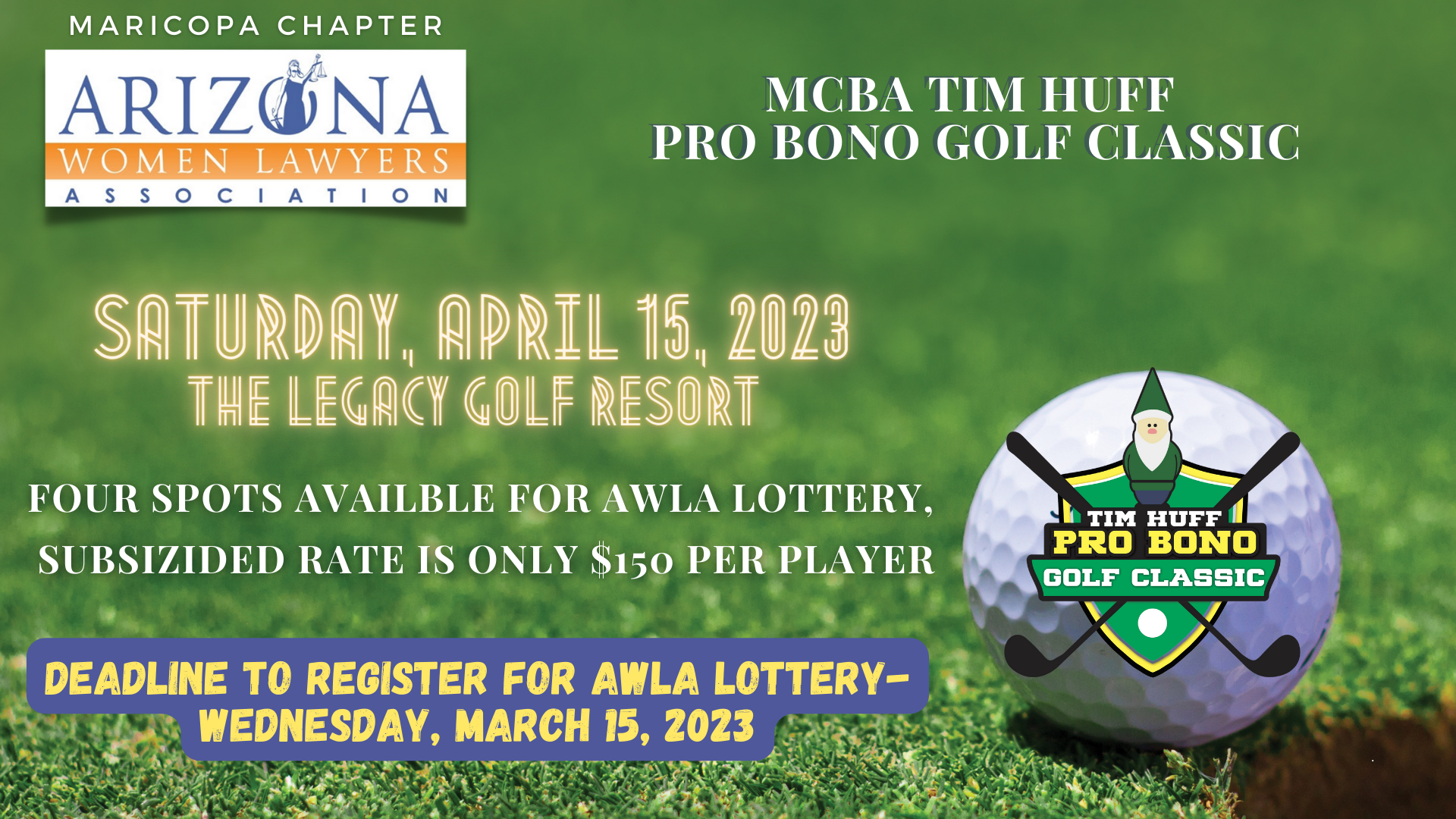 MCBA Tim Huff Golf Tournament - AWLA Partial Sponsorship Deadline ...