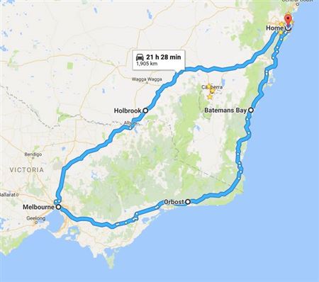 18th-23rd January.Vespa Club Sydney ride to meet Vespa Club of Melbourne and visit for the weekend.6 Days13 Vespa15 Riders 