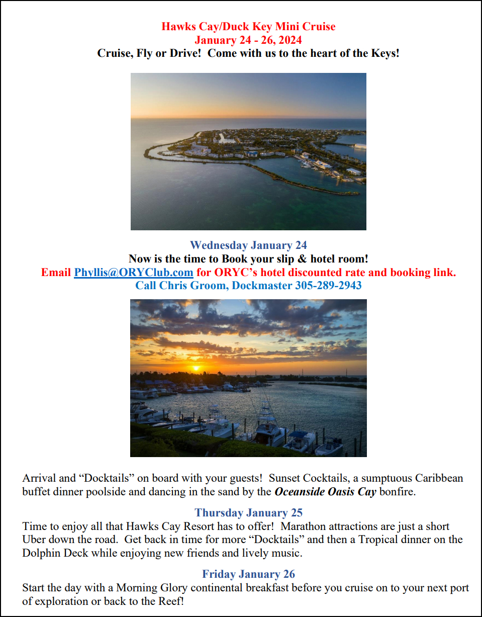 Hawks Cay Resort Cruise Events Ocean Reef Yacht Club