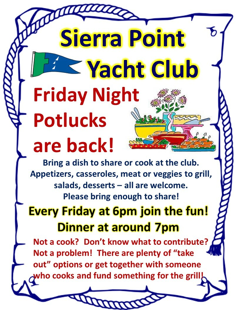 Weekly Potluck Calendar Sierra Point Yacht Club