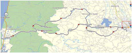 Eugene to Florence Ride MAp