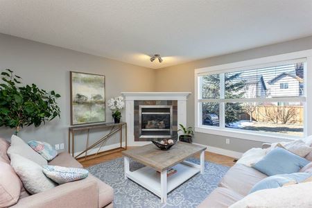 Corner Fireplace & Brown Carpet 
