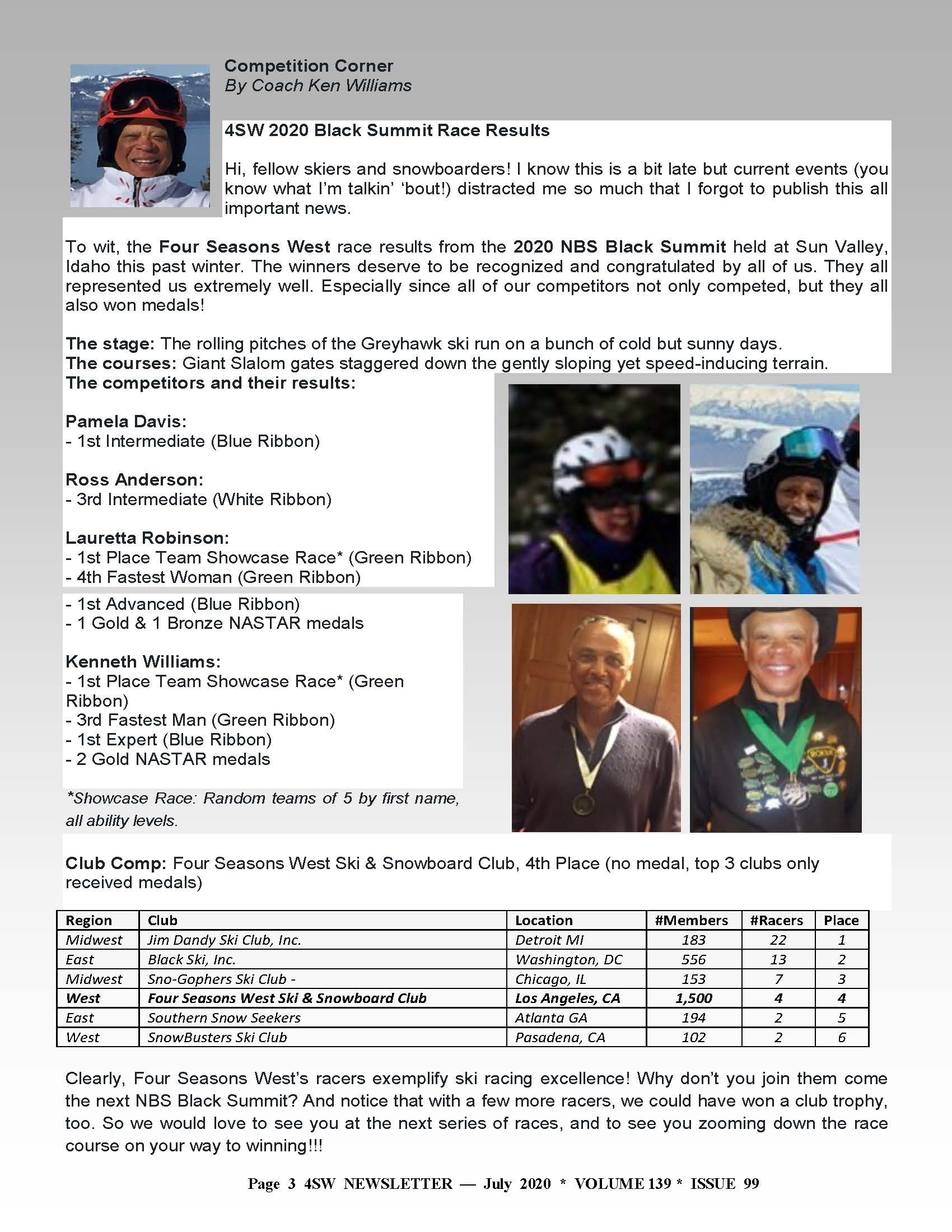 Newsletter 4 Seasons West Ski & Snowboard Club