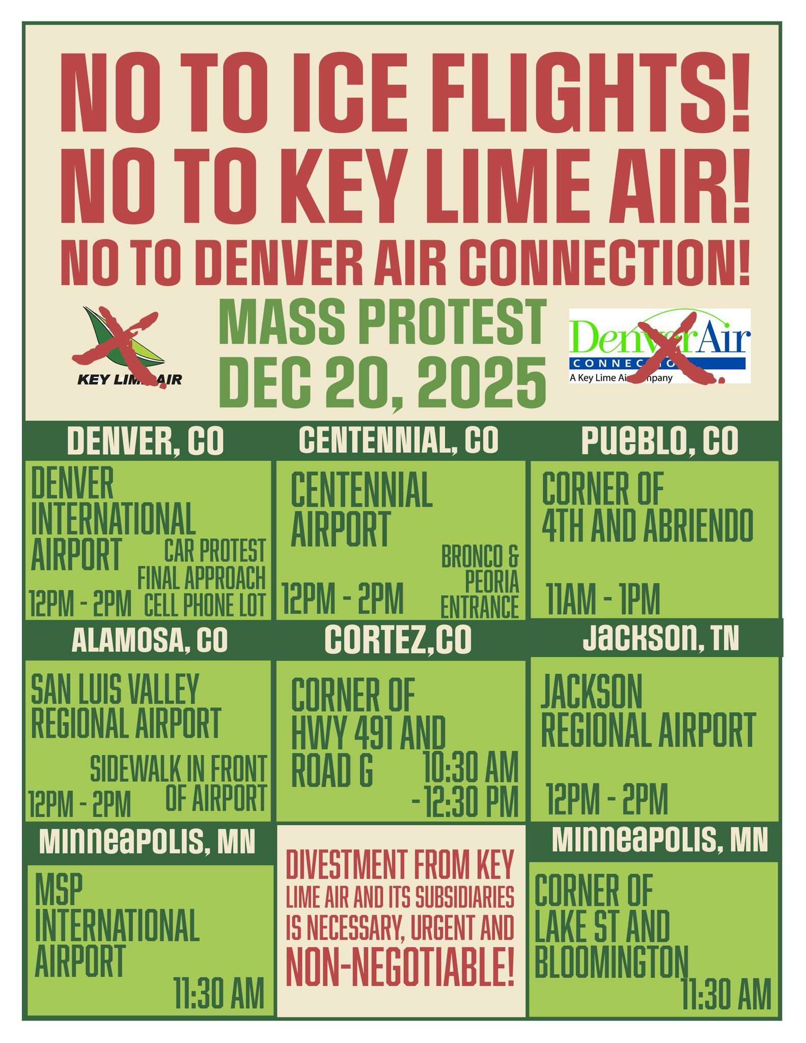 Featured Community Event: No to ICE Flights Car Rally December 20, 2025 event