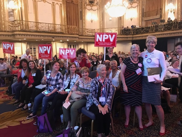 NPV Chair Kathleen Crampton, left, and LWVFL President Patti Brigham, right