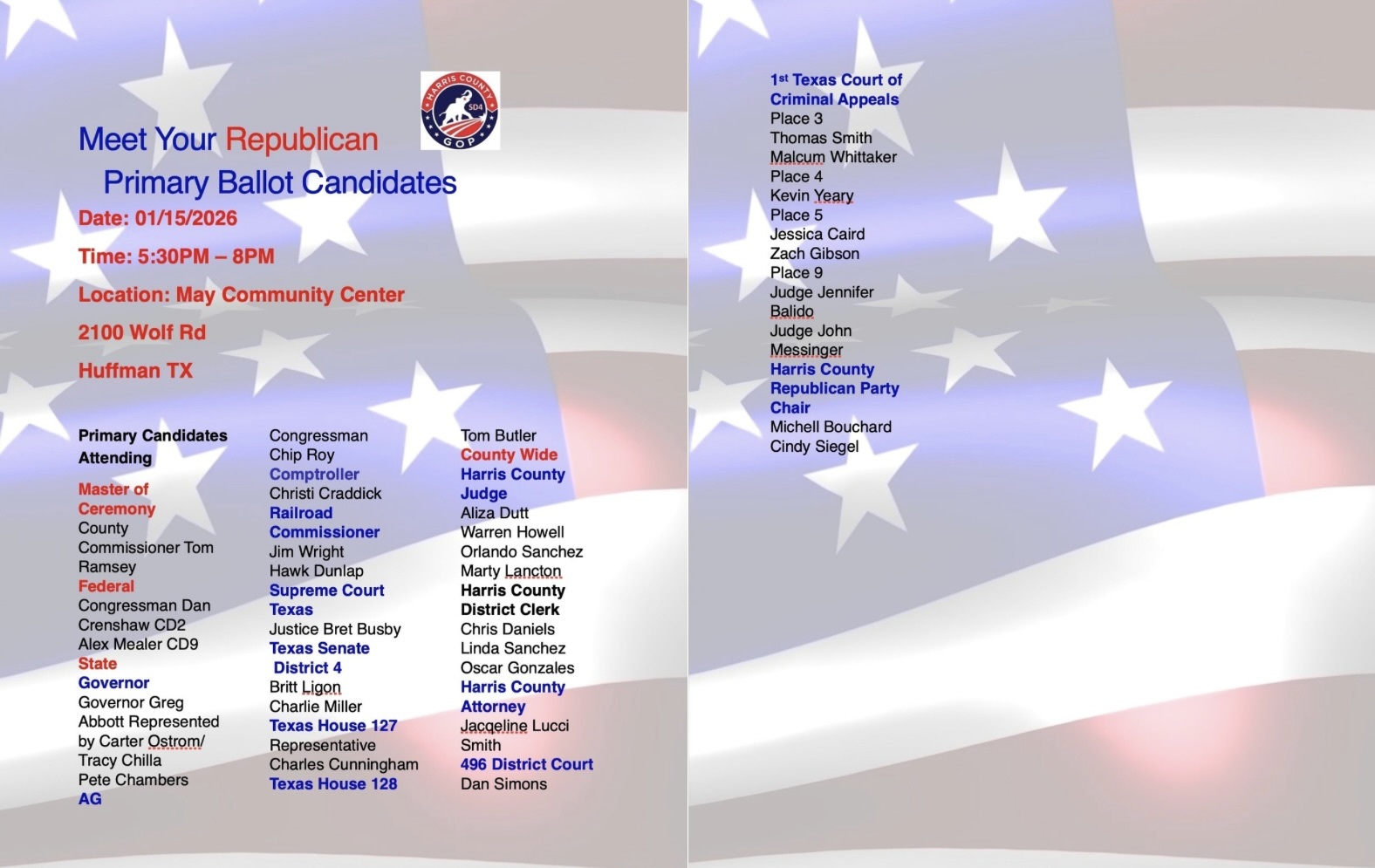 1/15/2026 Harris County GOP Meet the Candidate