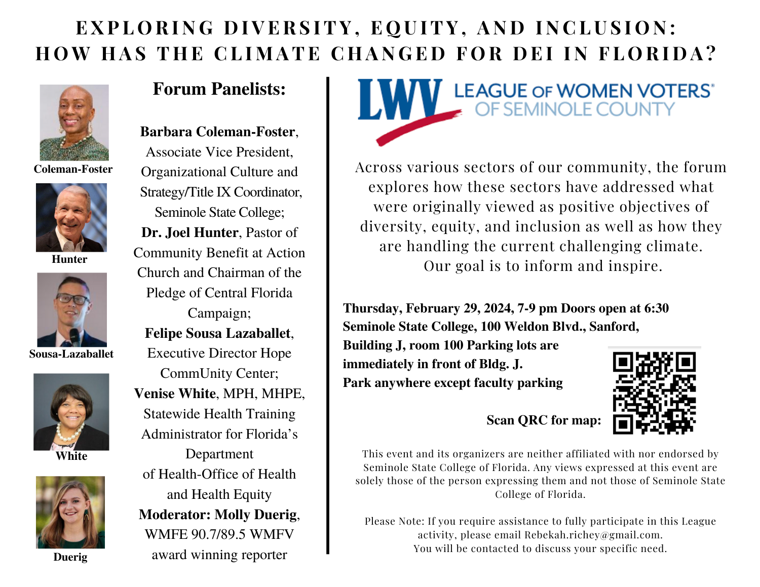 Evening Forum - DEI in Florida - Events - League of Women Voters Seminole  County