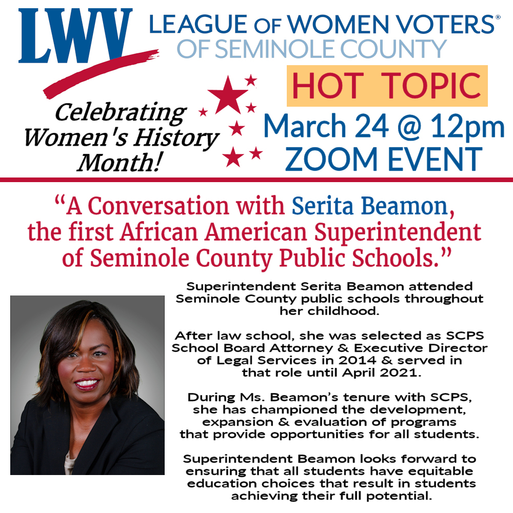 March Hot Topic - Women's History Month - Events - League of Women Voters Seminole  County