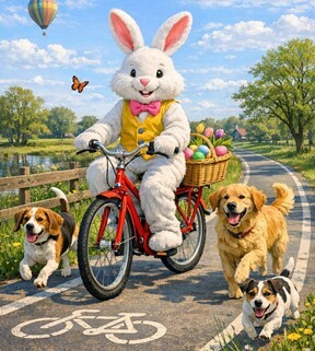 Easter bunny & dogs