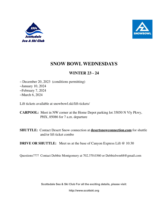 Snowbowl Wednesday Feb 07, 2024 Events Phoenix Ski Club