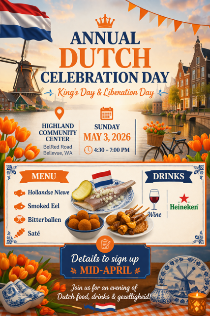 Dutch Day Design Annual Dutch Celebration Day - Events - Holland America Club PNW