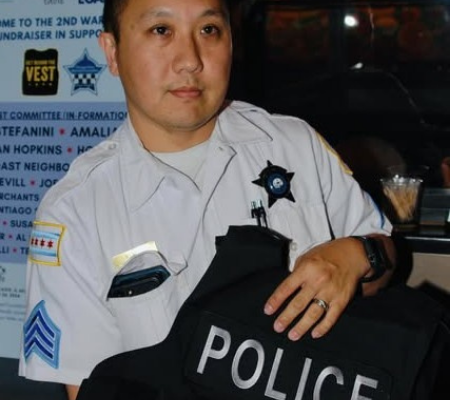 Police officer with new bulletproof vest