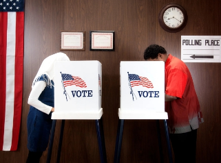 Photo of people voting
