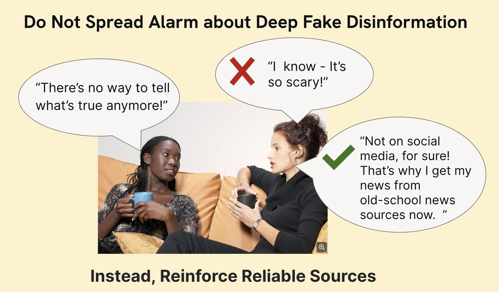 Two friends chat about AI. 