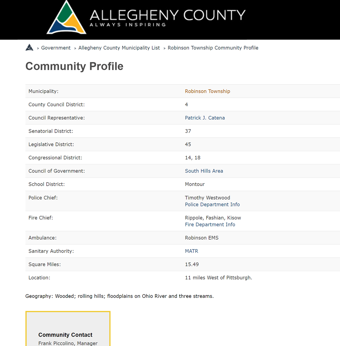 Municipality Webpage- Community Profile