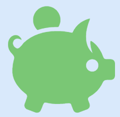 green piggy bank on pale blue