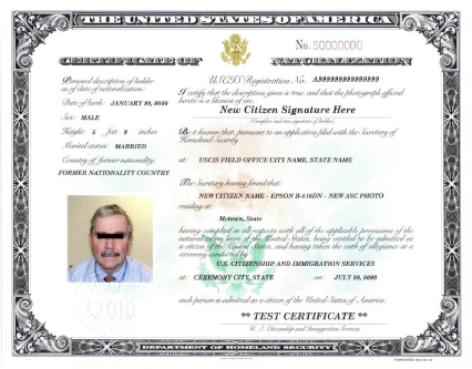Certificate of Naturalization
