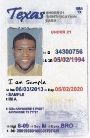 Texas Under 21 Identification Card