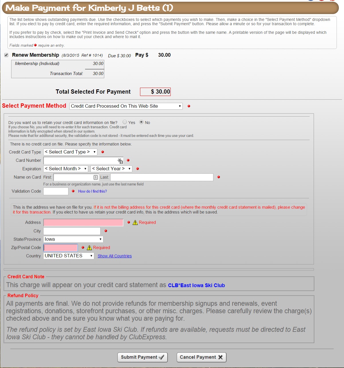 Page 8 of Renewal process - pay by CC