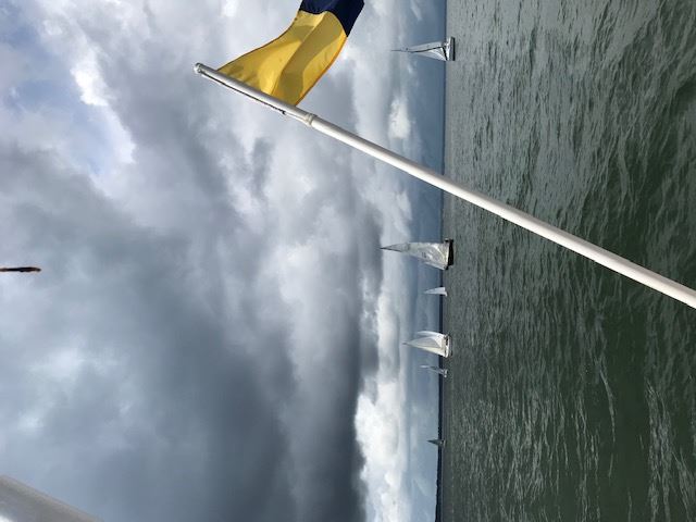 Clouds to the West as boats prepare for start