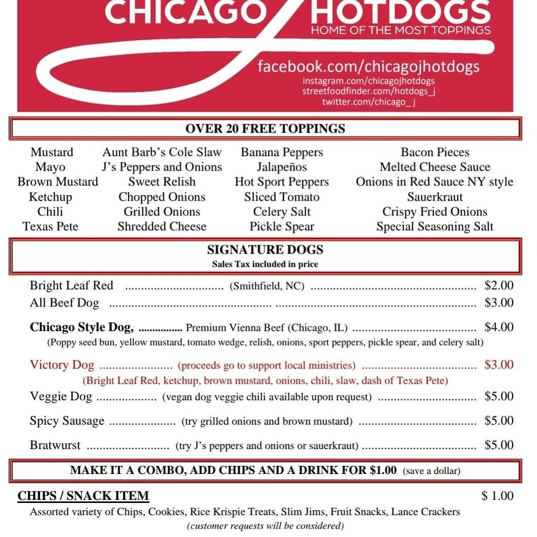 Chicago J Hotdogs Food Truck Events Carolina Gardens by Del b