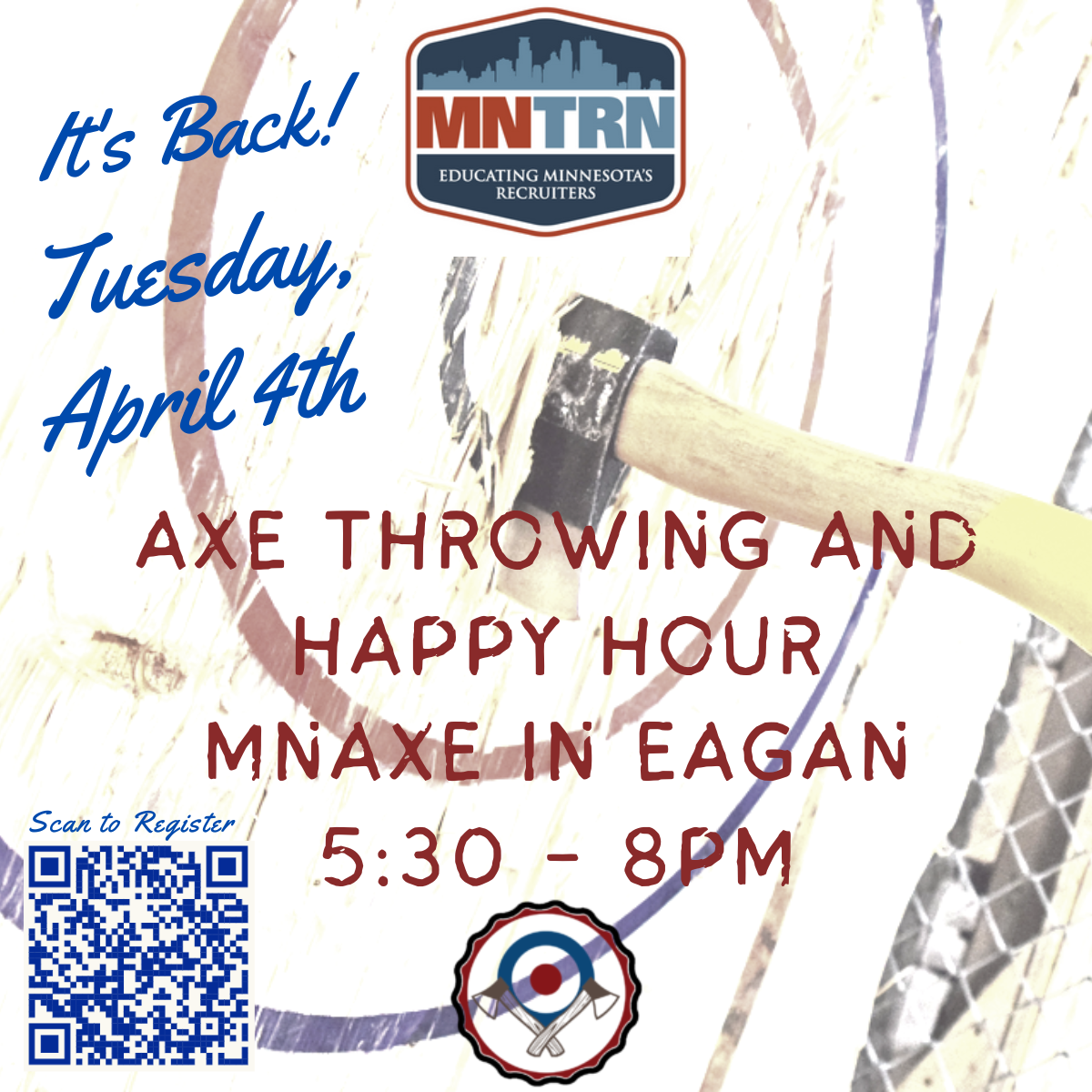 Axe Throwing MN Axe Eagan 530 EVENT CANCELLED Events MNTRN