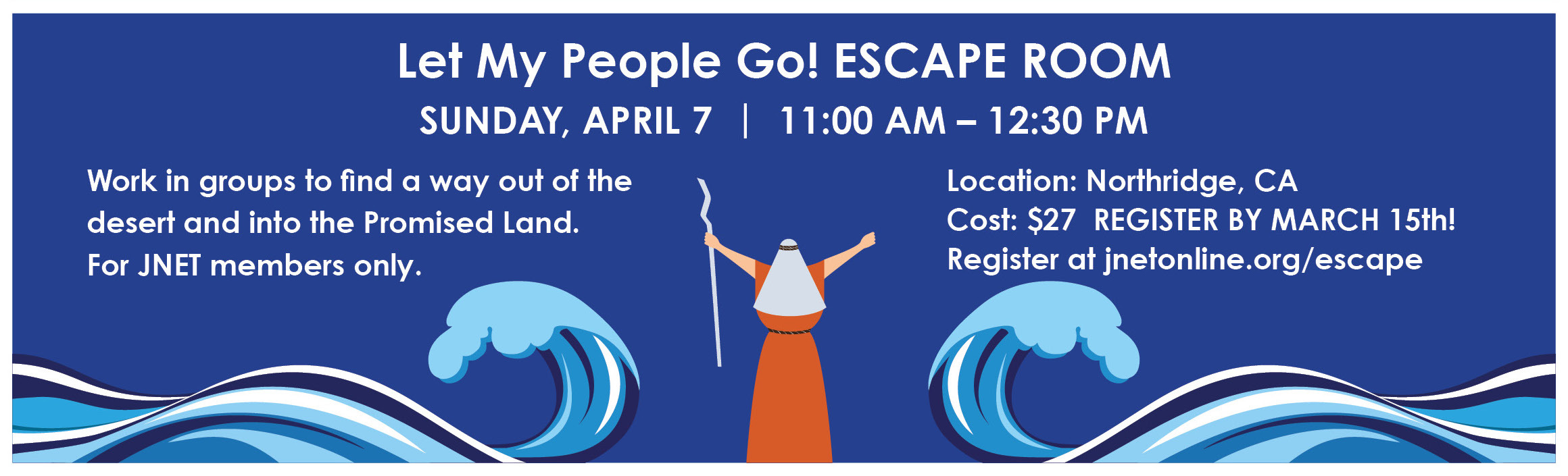 JNET Let My People Go Escape Room event promo