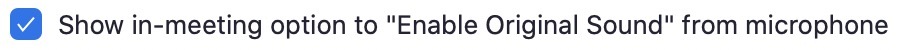 Zoom Enable Original Sound