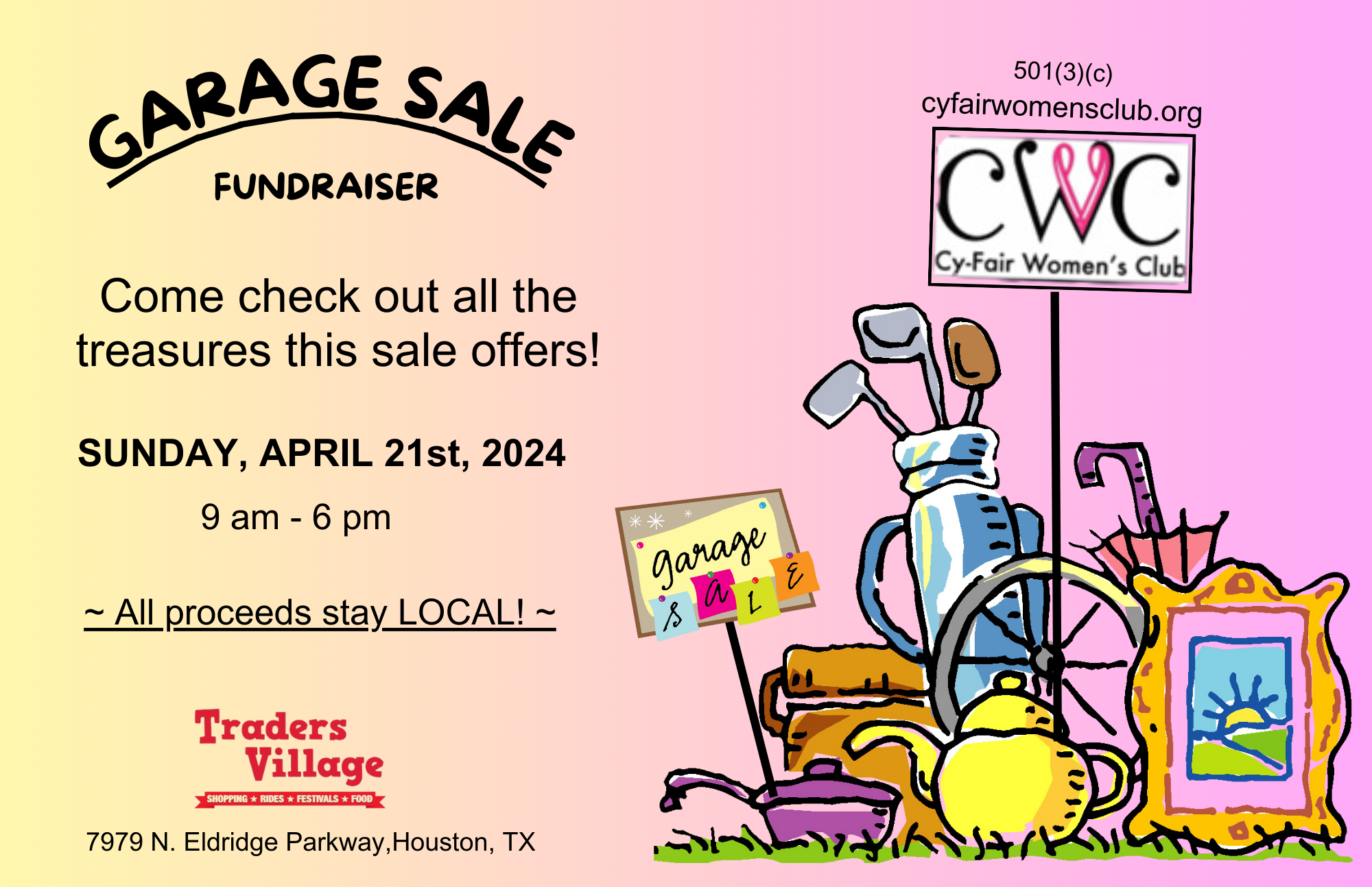 CyFair Women's Club GARAGE SALE FUNDRAISER!! Events Admin CyFair