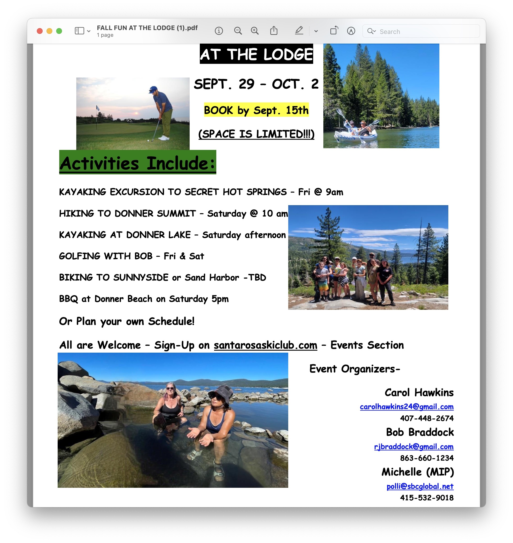 Super Fun Fall Event at the Lodge Events Santa Rosa Ski Club