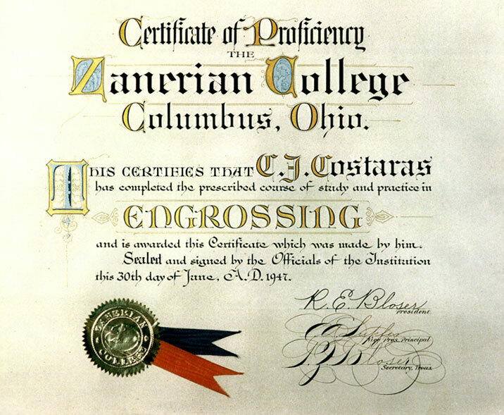 Certificate Costaras