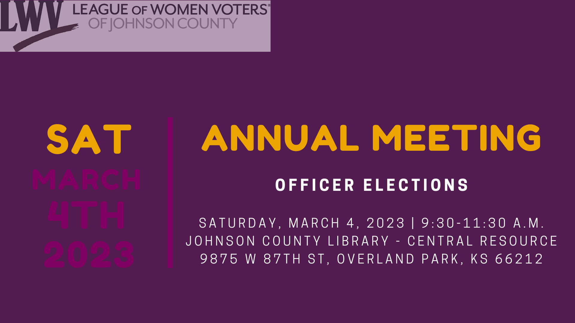 2023 Annual Meeting of the Johnson County League of Women Voters