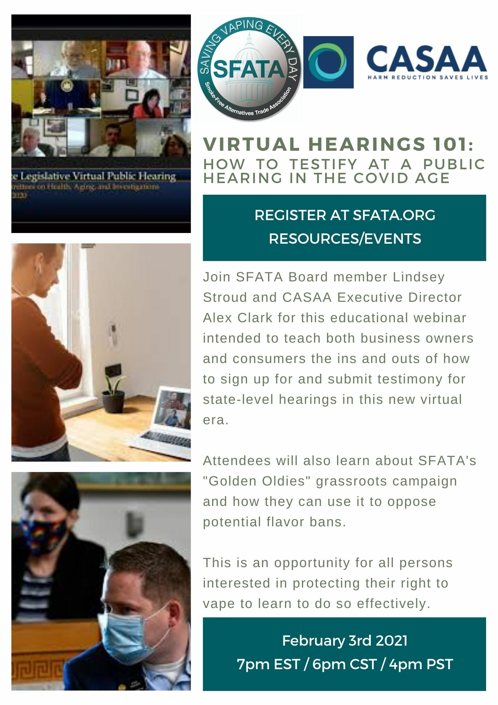 SFATA Educational Session Virtual Hearings 101 Events Smoke Free